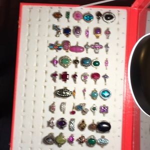 54 Genuine Gemstone Rings Sz 7, 8,9, 10. .925 SS.